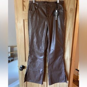Dollhouse Brown Faux Leather Flare Pants